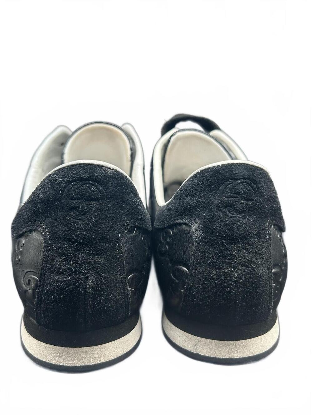 Unisex Gucci Guccissima Black Leather Web Low Top Sneaker - Picture 4 of 9